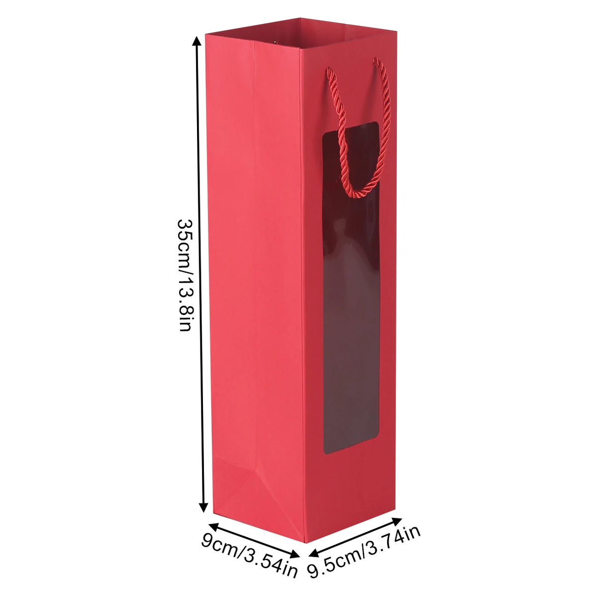 Sacchetti Regalo per Vino in Carta Kraft | Finestra Trasparente e Manico – Set da 8