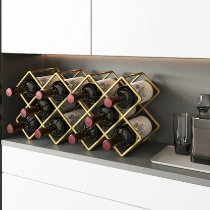 Mobile Portabottiglie Geometrico a Rombi — Griglia in Ferro Verniciato per Vino