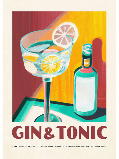 Poster Cocktail Bar — Stampa su Tela | Mojito, Aperol Spritz, Negroni, Sangria
