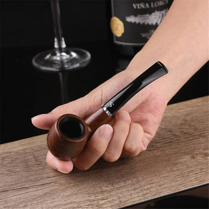Pipa in Legno e Resina — Filtro Circolare per Tabacco e Sigaro