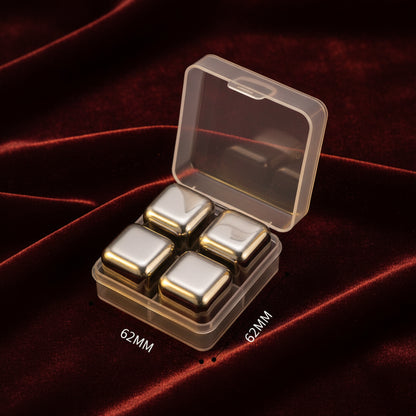 Cubetti di Ghiaccio Riutilizzabili in Acciaio Inox 304 – Set con Scatola | Stivale DiVino