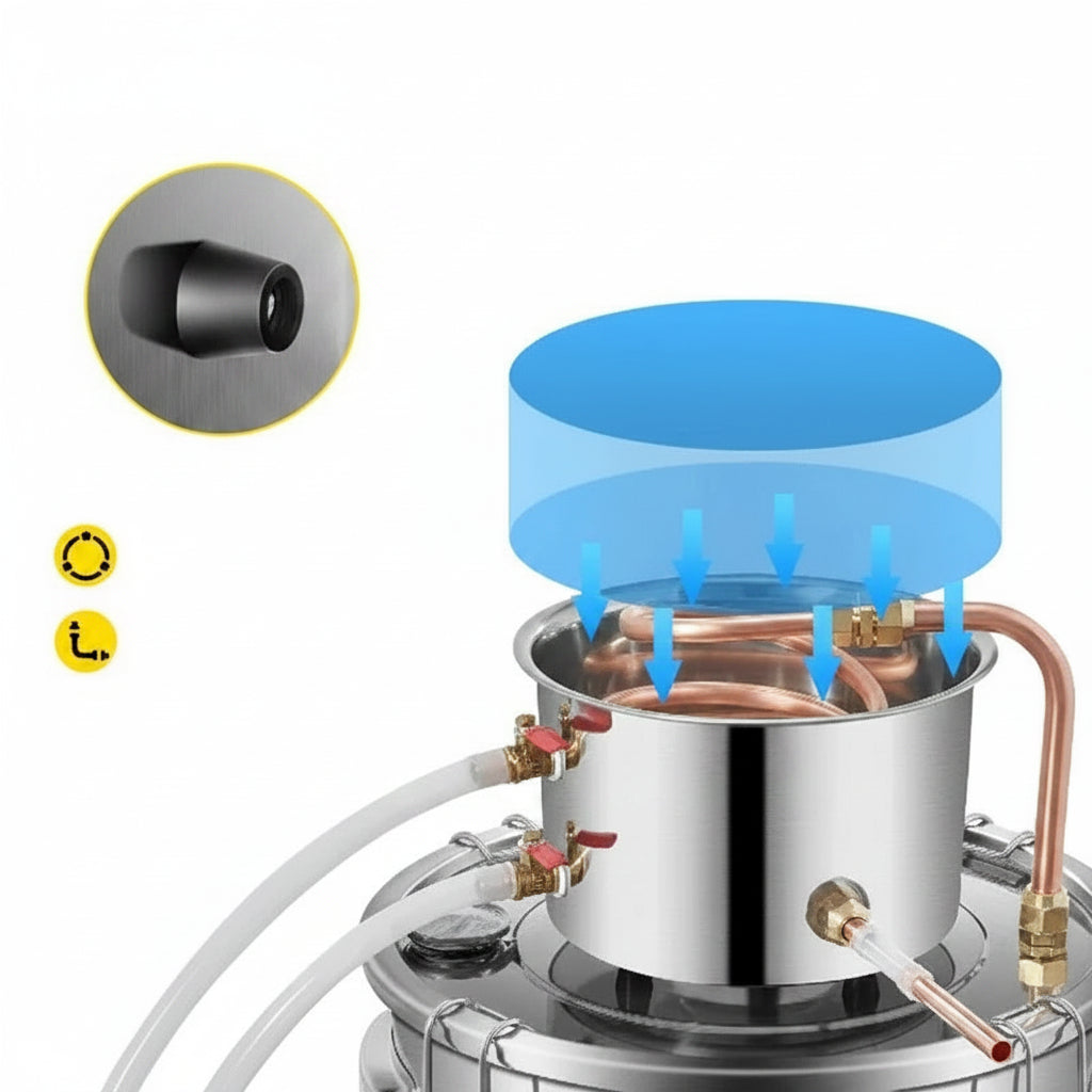Distillatore in Acciaio Inox per Alcolici – 12L, 20L, 30L, 50L | Alambicco Professionale per Whisky, Brandy e Distillati