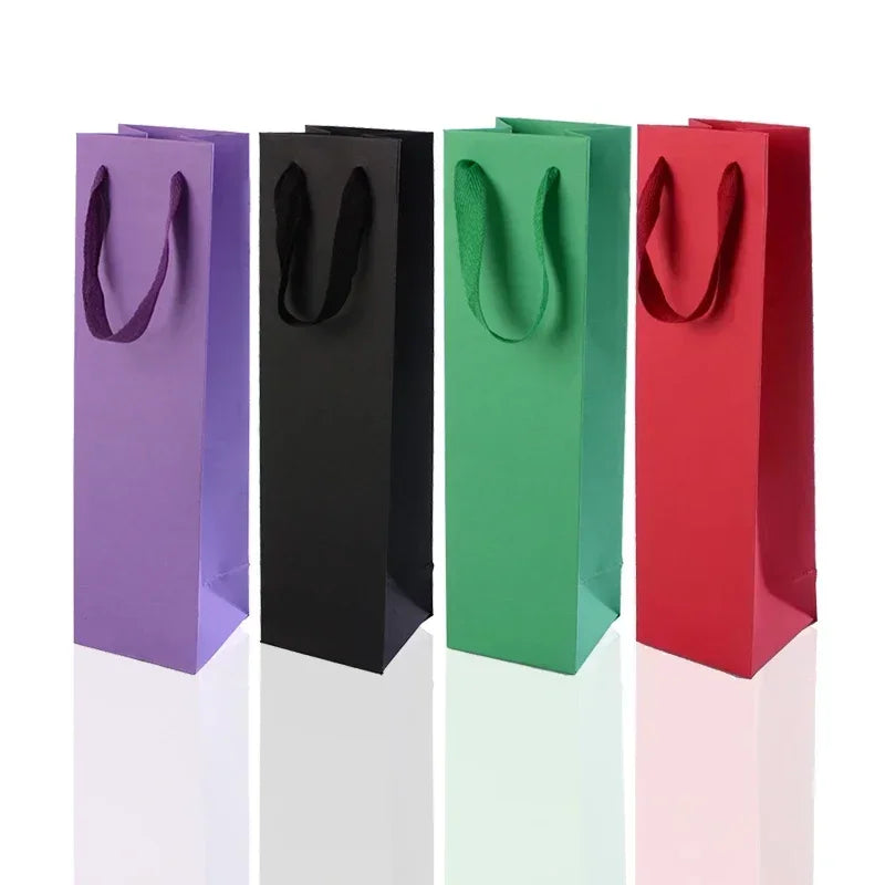 Sacchetti in Carta Kraft per Bottiglia di Vino con Manico | 15 Colori | Set da 10 pz