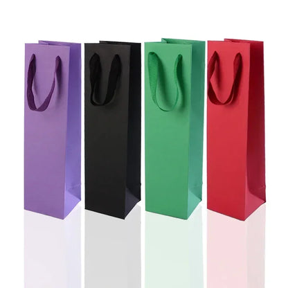 Sacchetti in Carta Kraft per Bottiglia di Vino con Manico | 15 Colori | Set da 10 pz