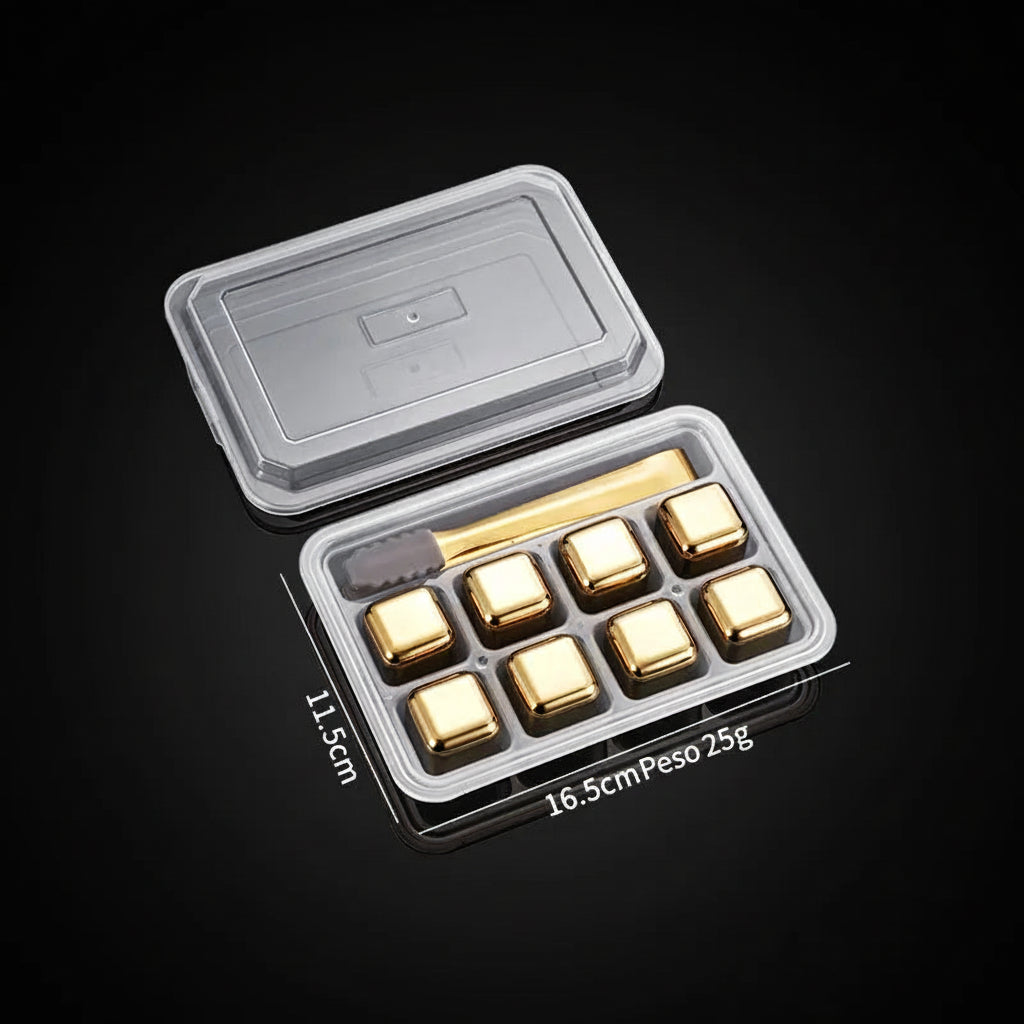Cubetti di Ghiaccio Riutilizzabili in Acciaio Inox 304 – Set con Scatola | Stivale DiVino