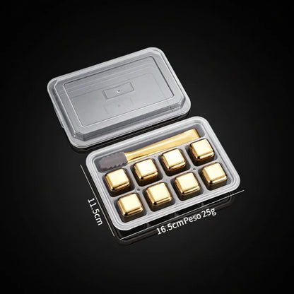 Cubetti di Ghiaccio Riutilizzabili in Acciaio Inox 304 – Set con Scatola | Stivale DiVino