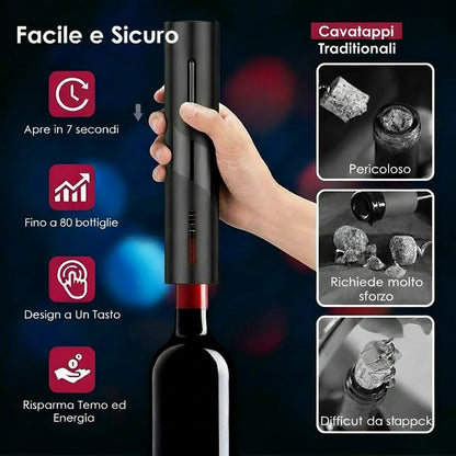 Apribottiglie Elettrico da Tavolo — Stappatore Automatico, Idea Regalo per Amanti del Vino