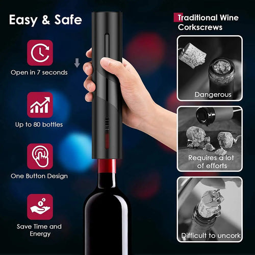 Apribottiglie Elettrico da Tavolo — Stappatore Automatico, Idea Regalo per Amanti del Vino