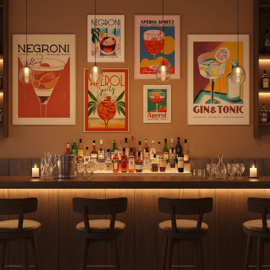 Poster Cocktail Bar — Stampa su Tela | Mojito, Aperol Spritz, Negroni, Sangria