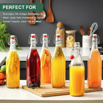 Bottiglie di Vetro da 1L per Fermentazione — Chiusura Ermetica EliteHMX