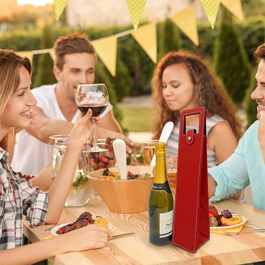 Borsa Regalo per Vino in Pelle PU | Elegante Porta Bottiglia per 1 o 2 Bottiglie