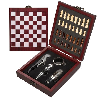 Scacchiera con Set di Apribottiglie — Regalo Originale per Amanti del Vino e degli Scacchi
