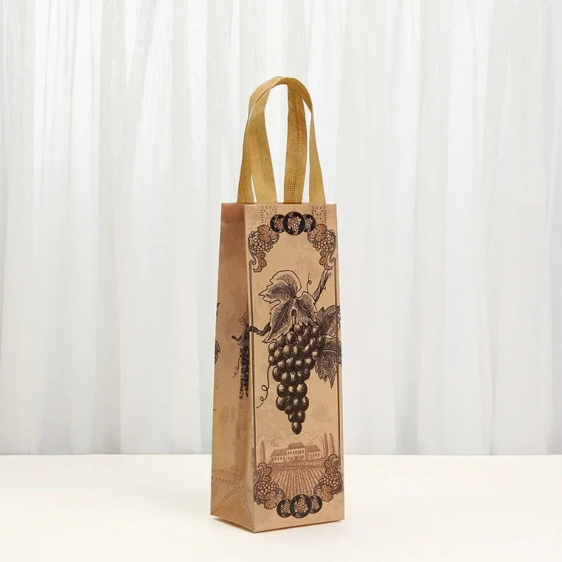 Sacchetti Regalo per Bottiglie di Vino Vintage | Set da 4, 8 o 12 pz – Non Tessuto