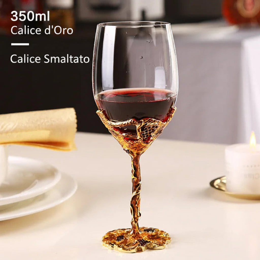 Set Decanter e Calici in Vetro con Smalto Colorato — Eleganza da Tavola
