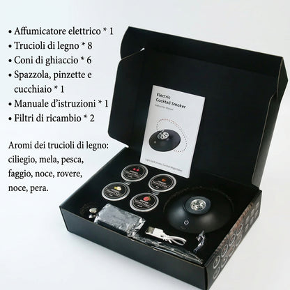 Kit affumicatore elettrico ricaricabile per whisky e cocktail