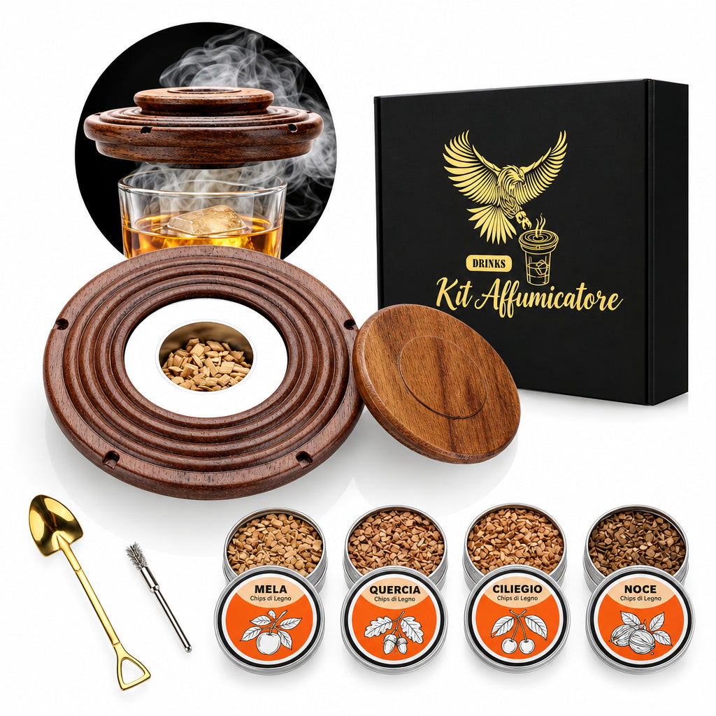Kit affumicatore in legno per cocktail e whisky