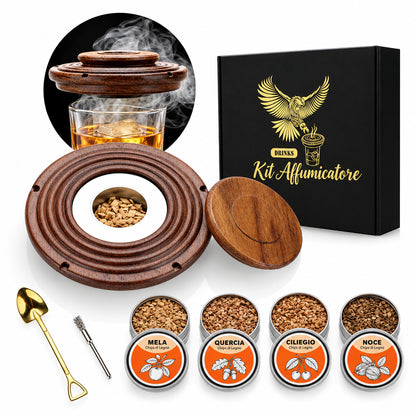 Kit affumicatore in legno per cocktail e whisky