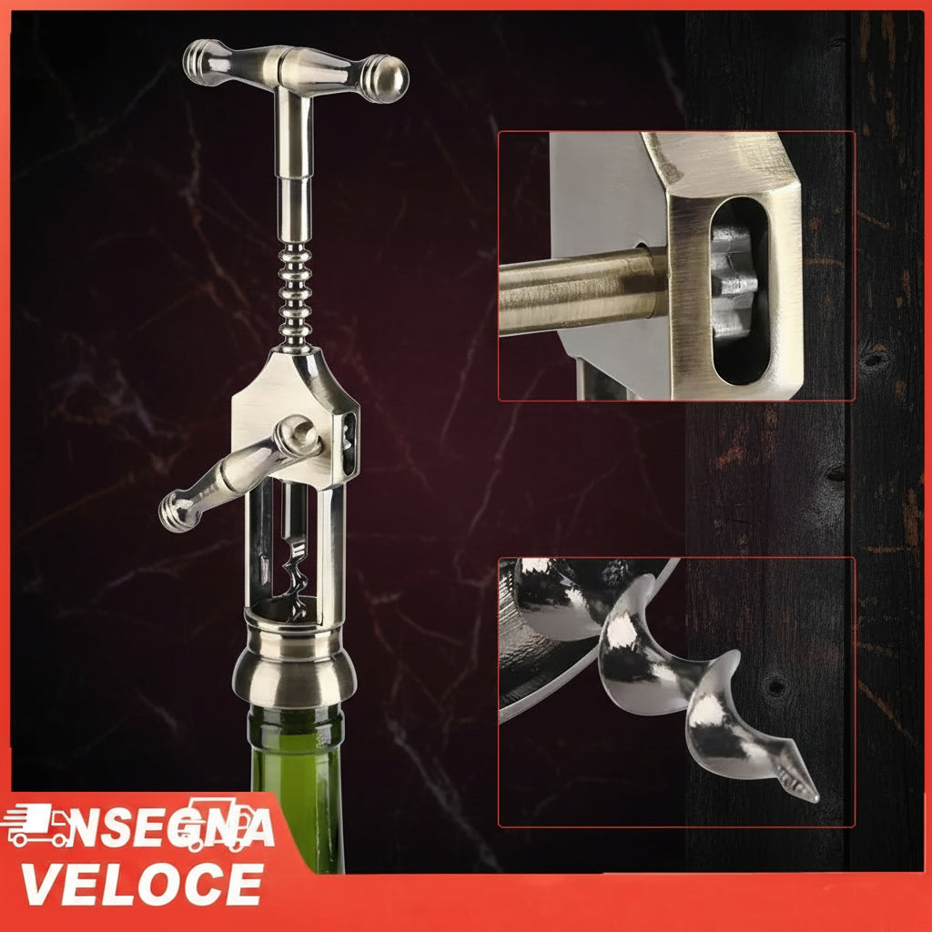 Apribottiglie Retrò in Acciaio Inox — Cavatappi Vintage per Bottiglie di Vino