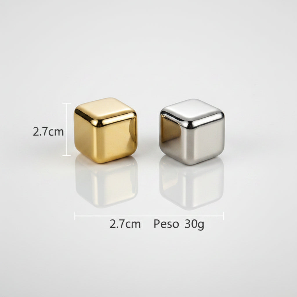 Cubetti di Ghiaccio Riutilizzabili in Acciaio Inox 304 – Set con Scatola | Stivale DiVino