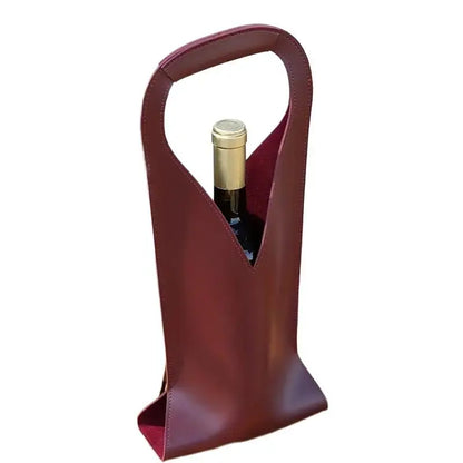 Stabile Geschenkbeutel für Flaschen — Vintage-Umhängetasche aus Kunstleder für Wein