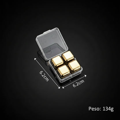 Cubetti di Ghiaccio Riutilizzabili in Acciaio Inox 304 – Set con Scatola | Stivale DiVino