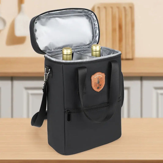 Borsa Termica Porta 2 Bottiglie di Vino – Con Tracolla e Tasca Frontale