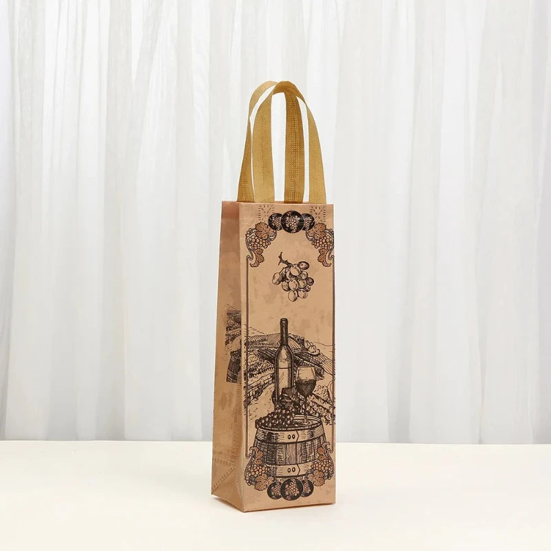 Sacchetti Regalo per Bottiglie di Vino Vintage | Set da 4, 8 o 12 pz – Non Tessuto