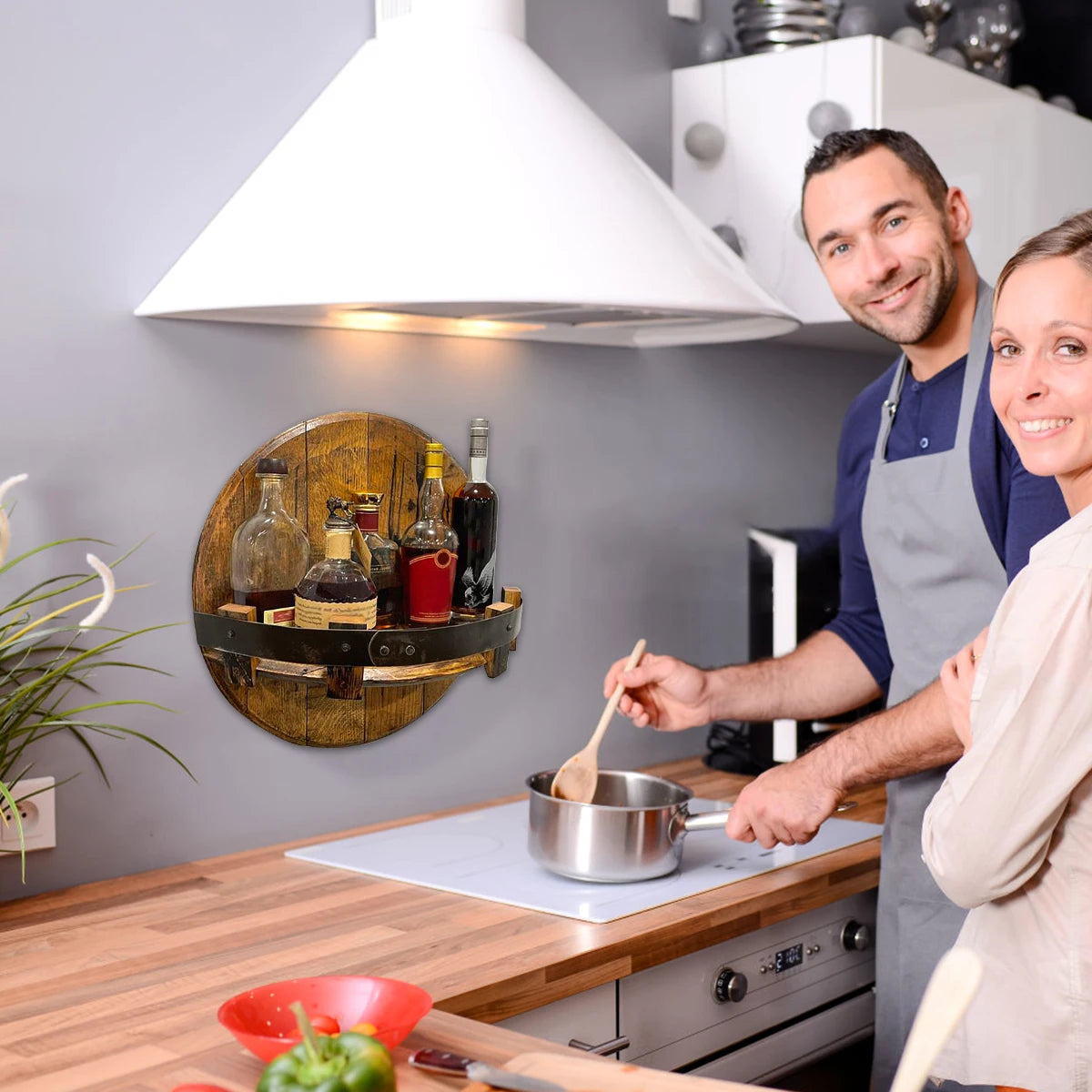 Portabottiglie da Parete in Legno — Espositore Vino Murale per Casa e Cantina