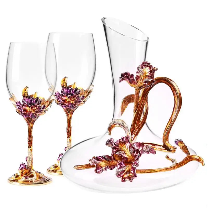 Set da Bar Decanter e Calici Smalto Dipinto a Mano – Certificato CIQ