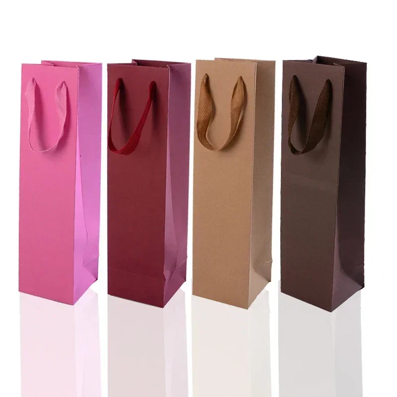 Sacchetti in Carta Kraft per Bottiglia di Vino con Manico | 15 Colori | Set da 10 pz