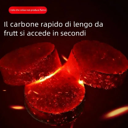 Carbonella alla Frutta per Narghilè – Combustione Rapida, 25 Pezzi (33mm)