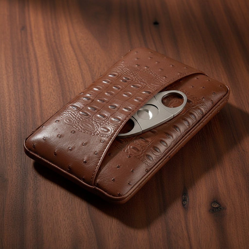 Portasigari in Legno di Cedro con Umidificatore e Igrometro – Custodia da Viaggio per 6 Sigari
