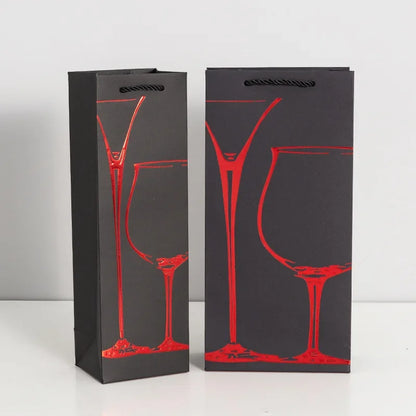 Borsa Regalo per Vino e Champagne in Cartoncino Nero, 10 Pezzi