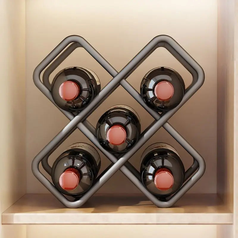 Mobile Portabottiglie Geometrico a Rombi — Griglia in Ferro Verniciato per Vino