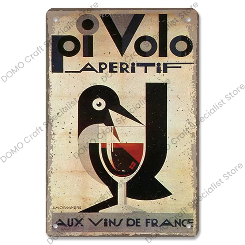 Poster in Metallo Vintage Vino Rosso – Decorazione Murale per Bar e Casa