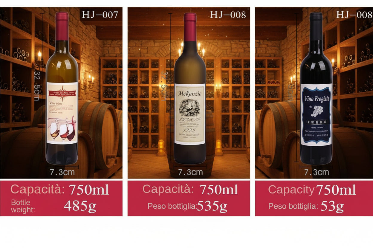 Bottiglia per Vino Vuota da 750ml, Stile Arenaria Opaca, Ideale per Hotel e Ristoranti