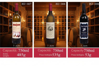 Bottiglia per Vino Vuota da 750ml, Stile Arenaria Opaca, Ideale per Hotel e Ristoranti