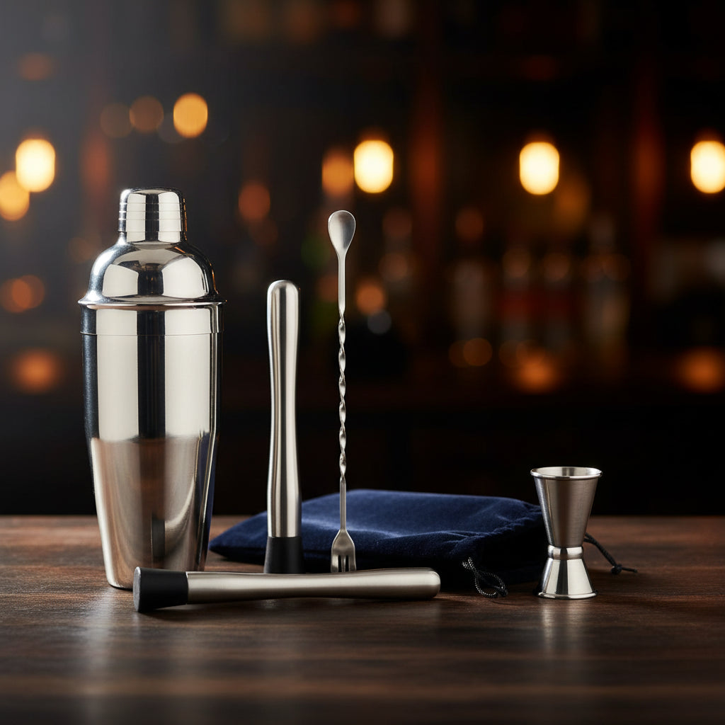 Set Shaker per Cocktail in Acciaio Inossidabile – Kit da Barman 6/7/10 Pezzi con Borsa