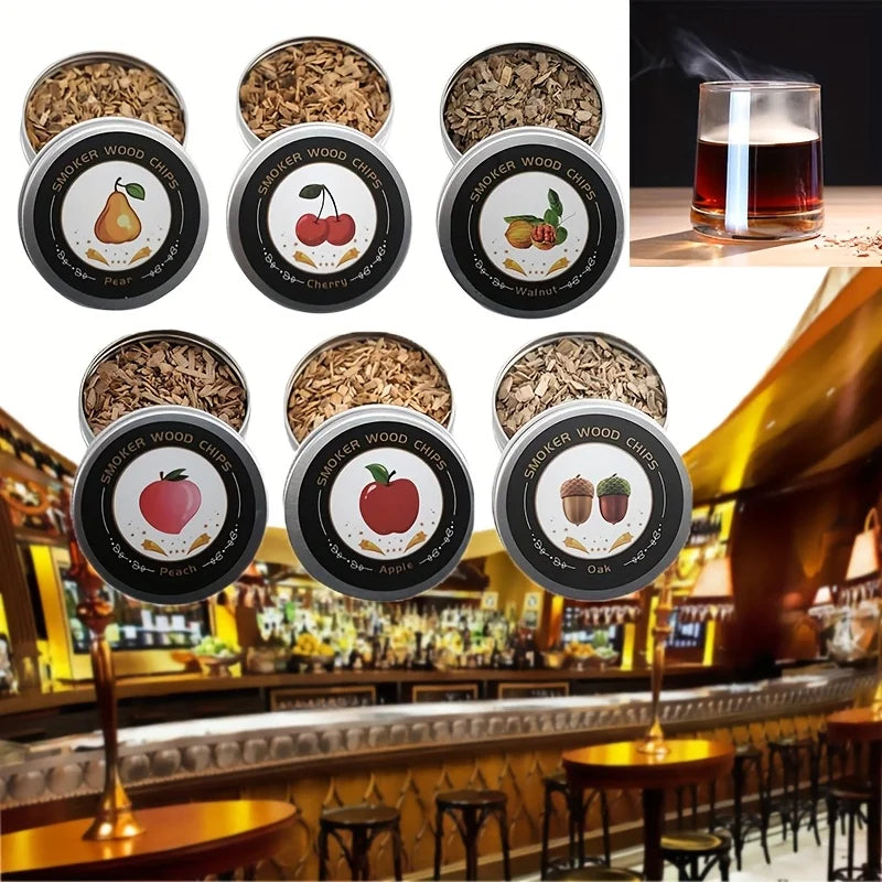 Trucioli di Legno per Affumicatore Cocktail | 6 Aromi Naturali | Smoke Kit Whiskey & Barware