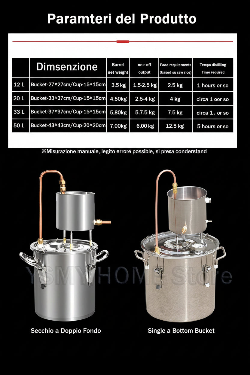Distillatore in Rame per Idrolati e Distillati – 12L / 20L
