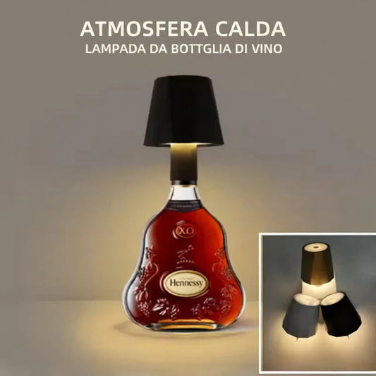 Lampada LED da Tavolo a Forma di Bottiglia – Touch 3 Colori, Ricaricabile, per Bar e Ristorante