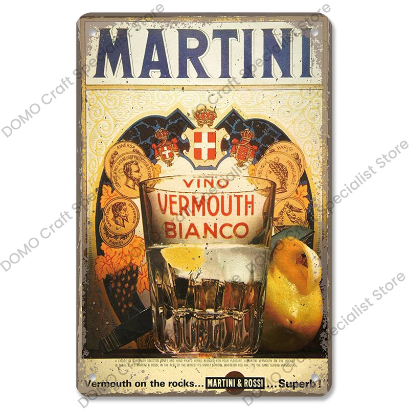 Poster in Metallo Vintage Vino Rosso – Decorazione Murale per Bar e Casa