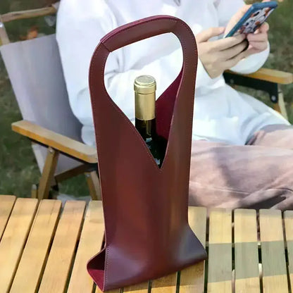 Stabile Geschenkbeutel für Flaschen — Vintage-Umhängetasche aus Kunstleder für Wein