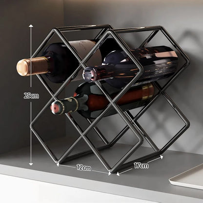 Mobile Portabottiglie Geometrico a Rombi — Griglia in Ferro Verniciato per Vino