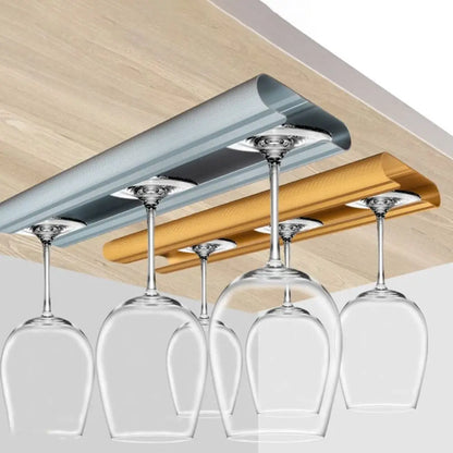 Porta Calici da Vino a Soffitto in Alluminio — Supporto Bicchieri Rovesciati per Cucina e Cantina