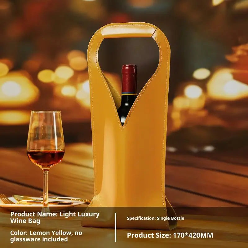 Stabile Geschenkbeutel für Flaschen — Vintage-Umhängetasche aus Kunstleder für Wein
