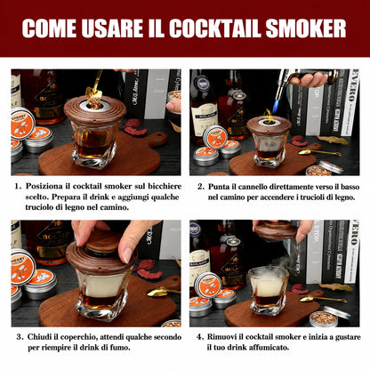 Kit affumicatore in legno per cocktail e whisky