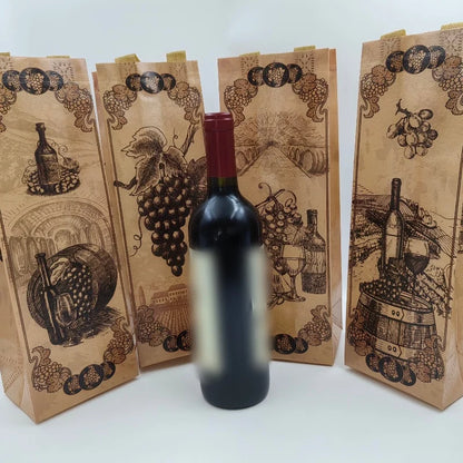 Sacchetti Regalo per Bottiglie di Vino Vintage | Set da 4, 8 o 12 pz – Non Tessuto
