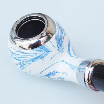 Pipa in Ceramica Stile Acquarello – Bocchino in Legno, Design Retrò