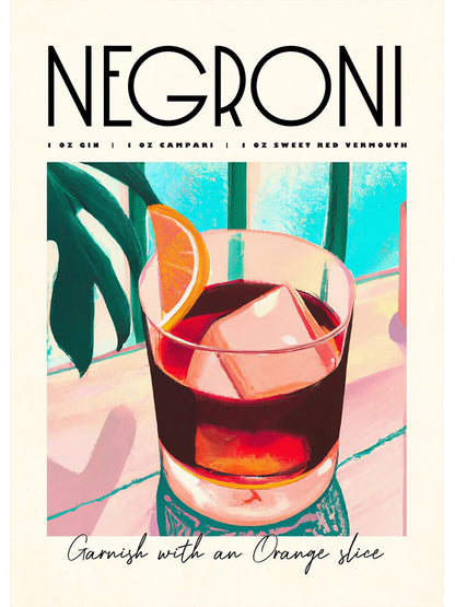 Poster Cocktail Bar — Stampa su Tela | Mojito, Aperol Spritz, Negroni, Sangria